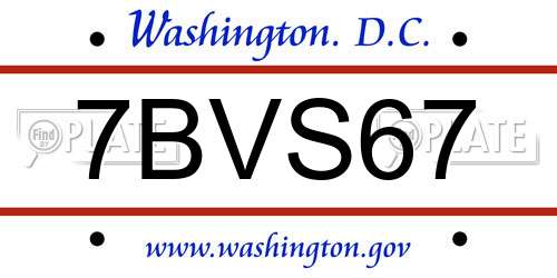 7BVS67 District Of Columbia License Plate
