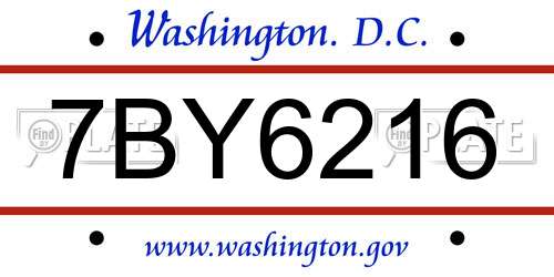 7BY6216 District Of Columbia License Plate
