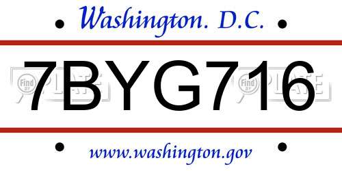 7BYG716 District Of Columbia License Plate