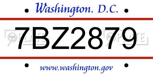 7BZ2879 District Of Columbia License Plate