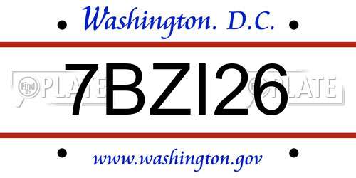 7BZI26 District Of Columbia License Plate
