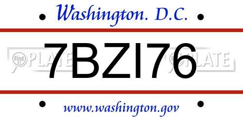 7BZI76 District Of Columbia License Plate