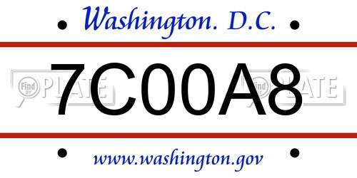 7C00A8 District Of Columbia License Plate