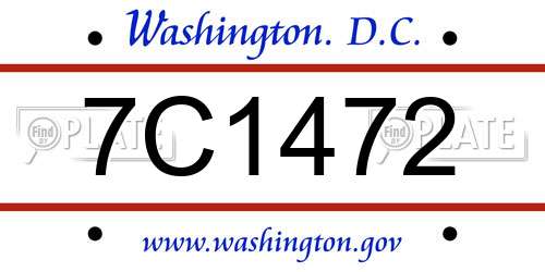 7C1472 District Of Columbia License Plate