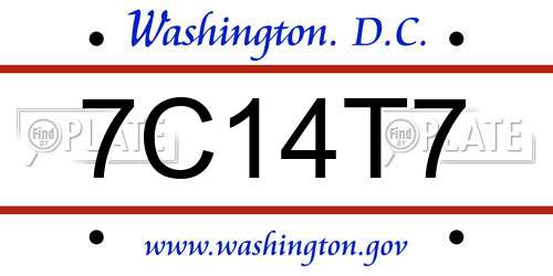 7C14T7 District Of Columbia License Plate