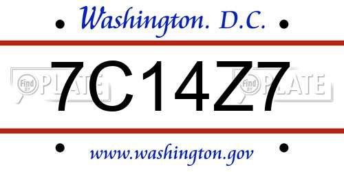 7C14Z7 District Of Columbia License Plate