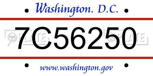 7C56250 District Of Columbia License Plate