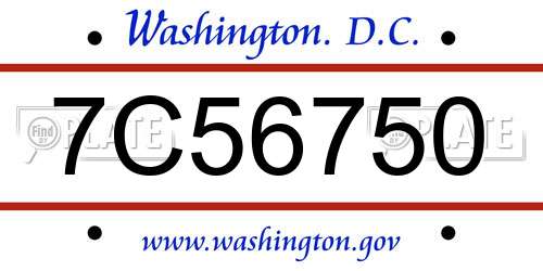 7C56750 District Of Columbia License Plate