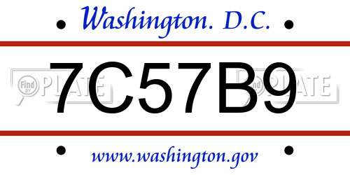 7C57B9 District Of Columbia License Plate