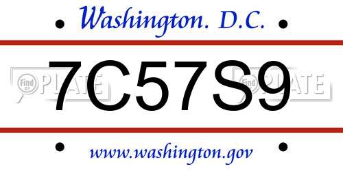 7C57S9 District Of Columbia License Plate