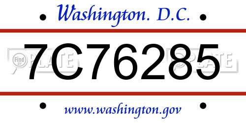 7C76285 District Of Columbia License Plate