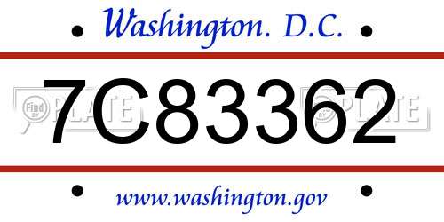 7C83362 District Of Columbia License Plate