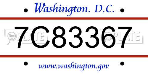 7C83367 District Of Columbia License Plate
