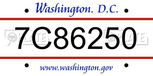 7C86250 District Of Columbia License Plate