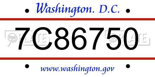 7C86750 District Of Columbia License Plate