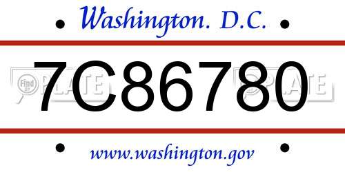 7C86780 District Of Columbia License Plate