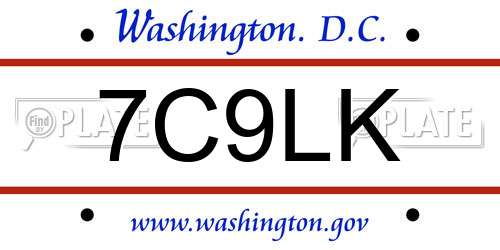 7C9LK District Of Columbia License Plate