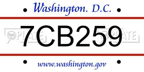 7CB259 District Of Columbia License Plate