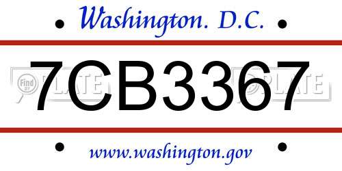 7CB3367 District Of Columbia License Plate