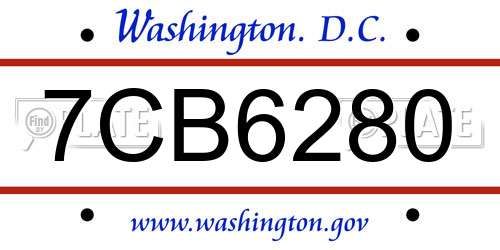 7CB6280 District Of Columbia License Plate