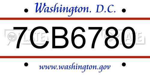 7CB6780 District Of Columbia License Plate