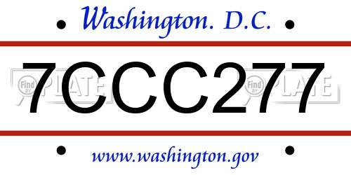 7CCC277 District Of Columbia License Plate