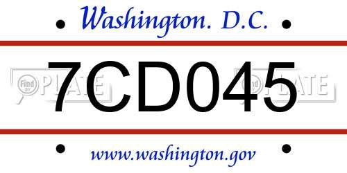 7CD045 District Of Columbia License Plate