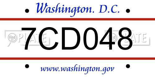 7CD048 District Of Columbia License Plate