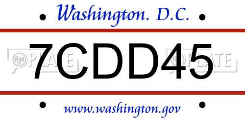 7CDD45 District Of Columbia License Plate