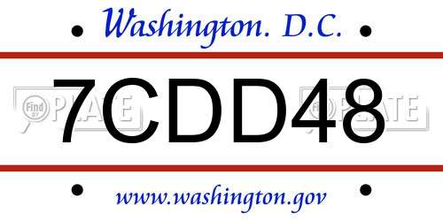 7CDD48 District Of Columbia License Plate