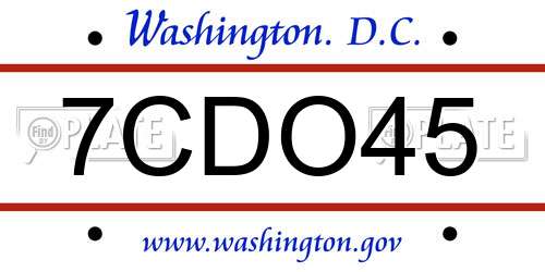 7CDO45 District Of Columbia License Plate