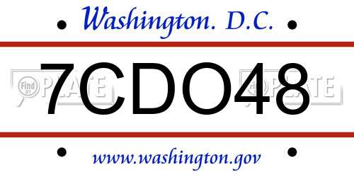 7CDO48 District Of Columbia License Plate