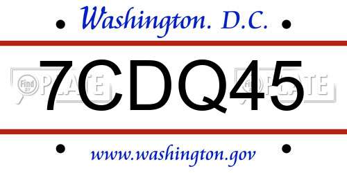 7CDQ45 District Of Columbia License Plate