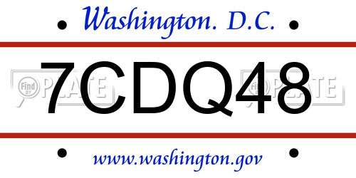 7CDQ48 District Of Columbia License Plate