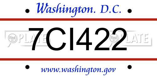7CI422 District Of Columbia License Plate