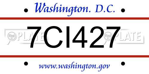 7CI427 District Of Columbia License Plate