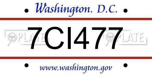 7CI477 District Of Columbia License Plate