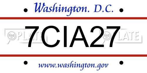 7CIA27 District Of Columbia License Plate