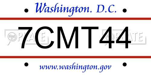 7CMT44 District Of Columbia License Plate
