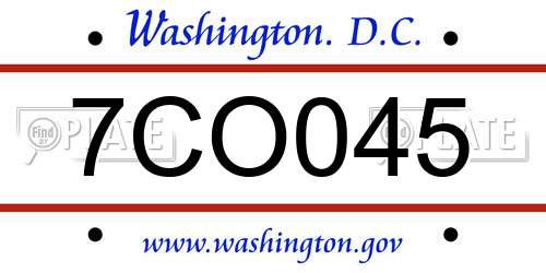 7CO045 District Of Columbia License Plate