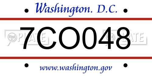 7CO048 District Of Columbia License Plate