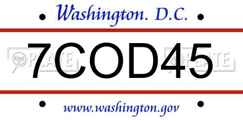 7COD45 District Of Columbia License Plate