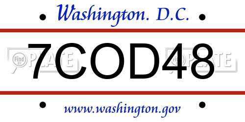 7COD48 District Of Columbia License Plate