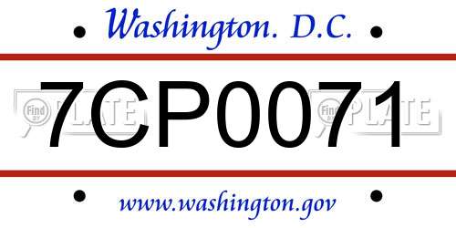 7CP0071 District Of Columbia License Plate