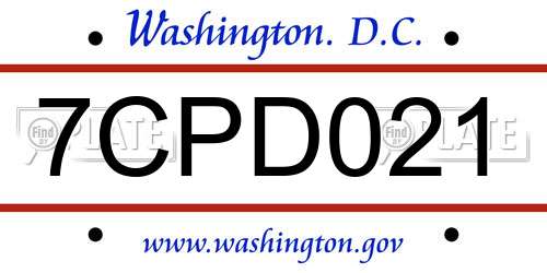 7CPD021 District Of Columbia License Plate