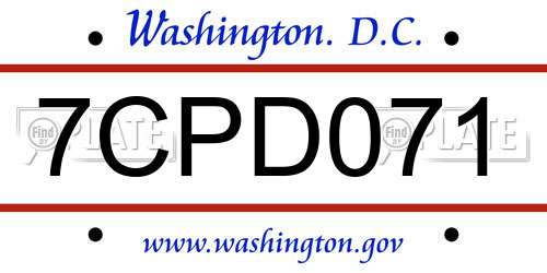 7CPD071 District Of Columbia License Plate