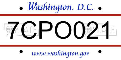 7CPO021 District Of Columbia License Plate