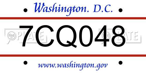 7CQ048 District Of Columbia License Plate