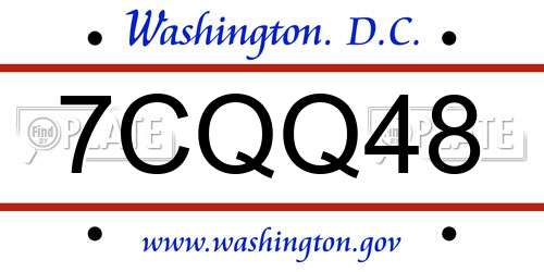 7CQQ48 District Of Columbia License Plate