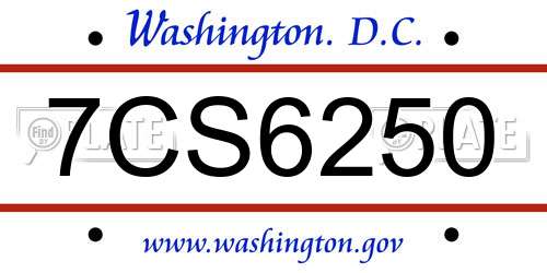7CS6250 District Of Columbia License Plate